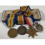 A group of three WWI medals awarded to 20497 GNR. W. Hawksworth R.A.