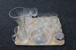 A tray of lead crystal drinking glasses, Edinburgh crystal bowl,