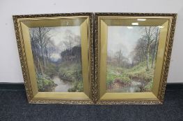 A pair of gilt framed Sutton Palmer prints - "Springtime in the woods" and "Evening and morning"