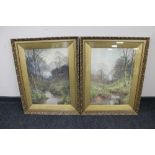 A pair of gilt framed Sutton Palmer prints - "Springtime in the woods" and "Evening and morning"