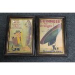 A pair of framed Guinness advertising prints