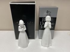 A Coalport moments figure - Amen together with a Royal Doulton images figure - God Bless you HN