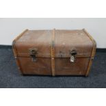 An early 20th century bentwood bound travelling trunk