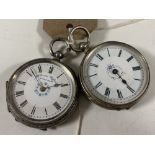 Two silver fob watches, J.G. Grieves of Sheffield Swiss made watch stamped .