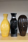 Three large glazed ceramic vases