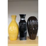 Three large glazed ceramic vases