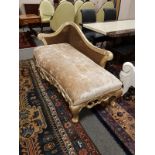 A contemporary gilt and bergere chaise longue, length 160 cm.