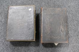 Two 19th century leather bound bibles with colour plates