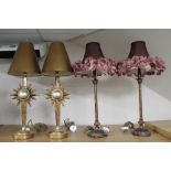 Two pairs of contemporary table lamps with shades