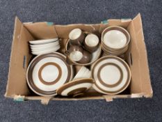 A box of Denby dinner ware