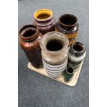 A tray of seven West German vases