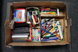 A box of a large quantity of assorted pens including Parker and PaperMate,