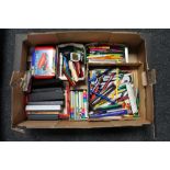 A box of a large quantity of assorted pens including Parker and PaperMate,