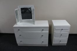 A Limelight furniture three drawer chest with triplex mirror together with similar three drawer