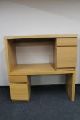 Two contemporary oak single pedestal desks