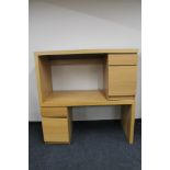 Two contemporary oak single pedestal desks