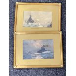 A pair of antique gilt framed prints - The Night Watch and the Battle of Heligoland