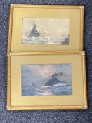 A pair of antique gilt framed prints - The Night Watch and the Battle of Heligoland