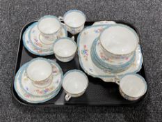A tray of twenty piece Crown Stafford bone china tea service