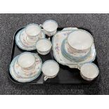 A tray of twenty piece Crown Stafford bone china tea service