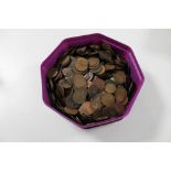 A tub of Victorian and Edwardian copper coins