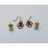 A pair of 9ct gold sapphire set earrings,