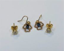 A pair of 9ct gold sapphire set earrings,