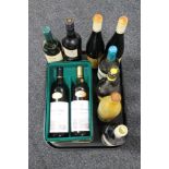 A tray of two bottles of Ernest & Julio Gallo Californian wine in presentation tin and eight