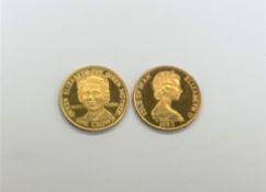 Two gold Isle of Man 1 Crown coins 1980 (2) CONDITION REPORT: 10.2g.