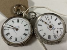 Two silver fob watches stamped .