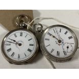 Two silver fob watches stamped .