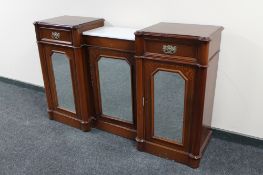 A Victorian style sunk centred triple door sideboard with marble panel