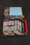 Two boxes of CD's, classical, jazz, books,