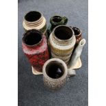 A tray of eight West German vases and jugs