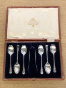 A set of six cased Edwardian silver teaspoons, Reid & Sons, London 1908,