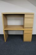 Two contemporary oak single pedestal desks