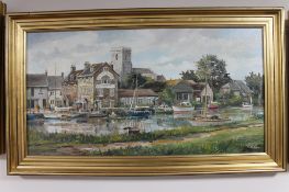 A gilt framed Denys Garle oil on canvas, The Old Granary Restaurant,
