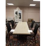 A contemporary high gloss granite dining room table, length 180 cm,