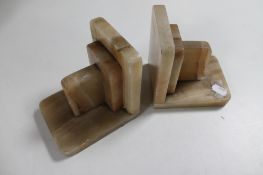 A pair of Art Deco marble book ends