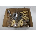 A box of plated cutlery, Northern Goldsmiths butter knives,