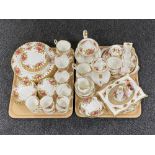 Two trays of fifty-three pieces of Royal Albert Old Country roses tea,
