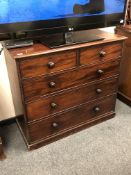 A Victorian mahogany five drawer chest,