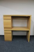 Two contemporary oak single pedestal desks