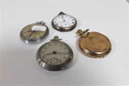 An American gold plated Elgin pocket watch and three others