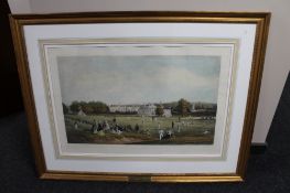 A gilt framed colour print : The Cricket Match, Tonbridge School.