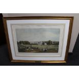 A gilt framed colour print : The Cricket Match, Tonbridge School.