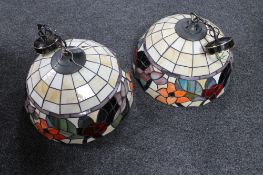 A pair of Tiffany style pendant light shades