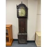 A Victorian oak longcase clock with painted dial (a/f) with pendulum