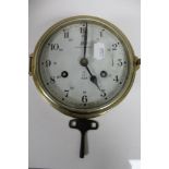 A brass cased Royal Mariner 8 day ship's clock with key