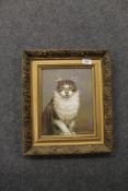 George Patterson: Cat Portrait, oil on panel, signed, 28cm by 22cm.